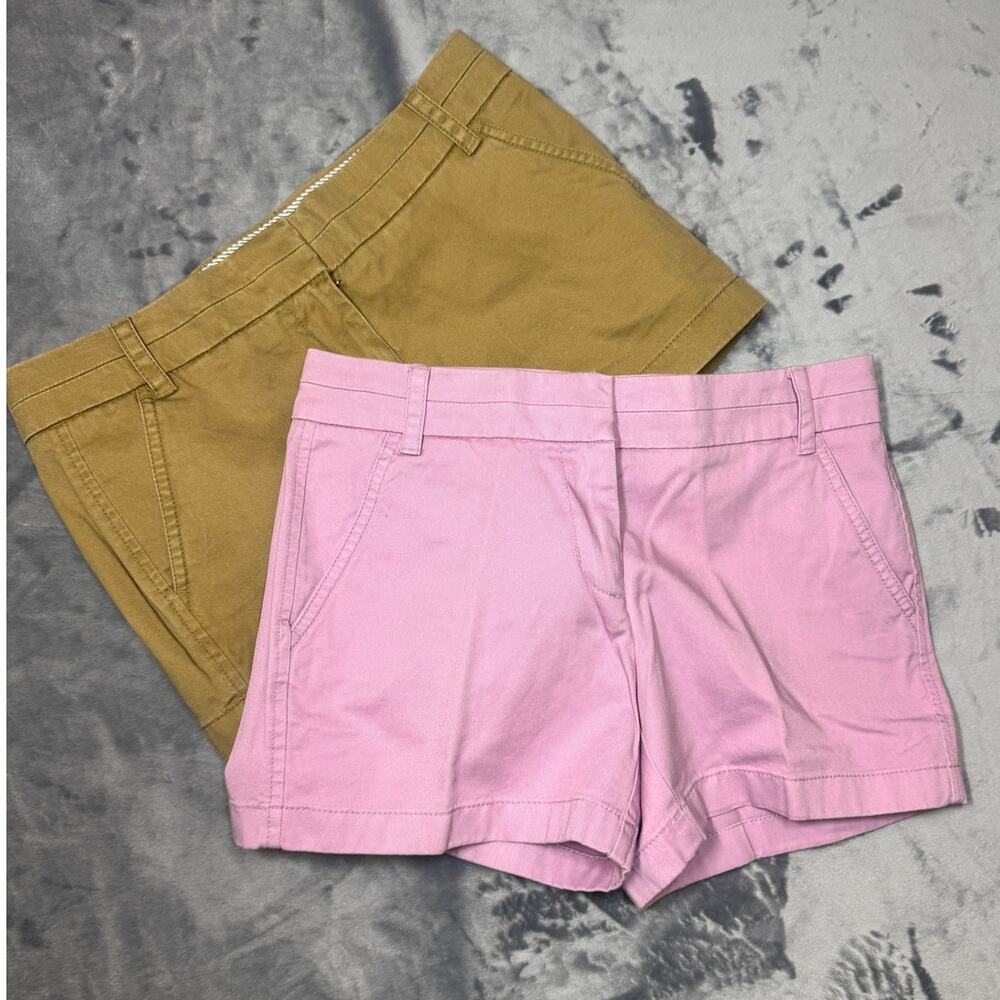 J Crew‎ Chino shorts bundle 2, lilac & tan 2 preppy, classic, casual 100% cotton